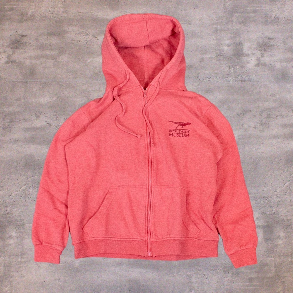 2000's Royal Tyrrell Museum Hoodie Red Dinosaur Souvenir Faded Red Zip Up Hoodie